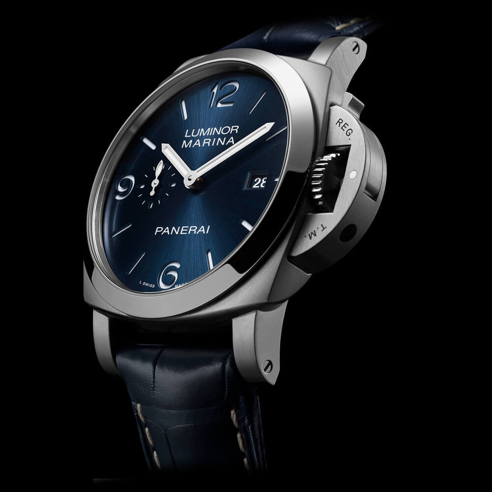 Panerai Luminor Marina 44mm Blue Dial Leather Strap Watch image number 2