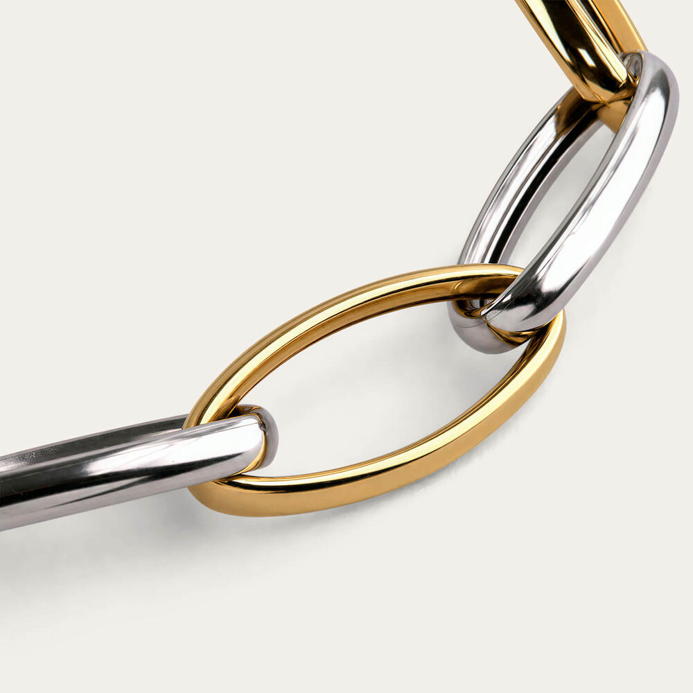 Sterling Silver Two Tone Open Oval Link Bracelet