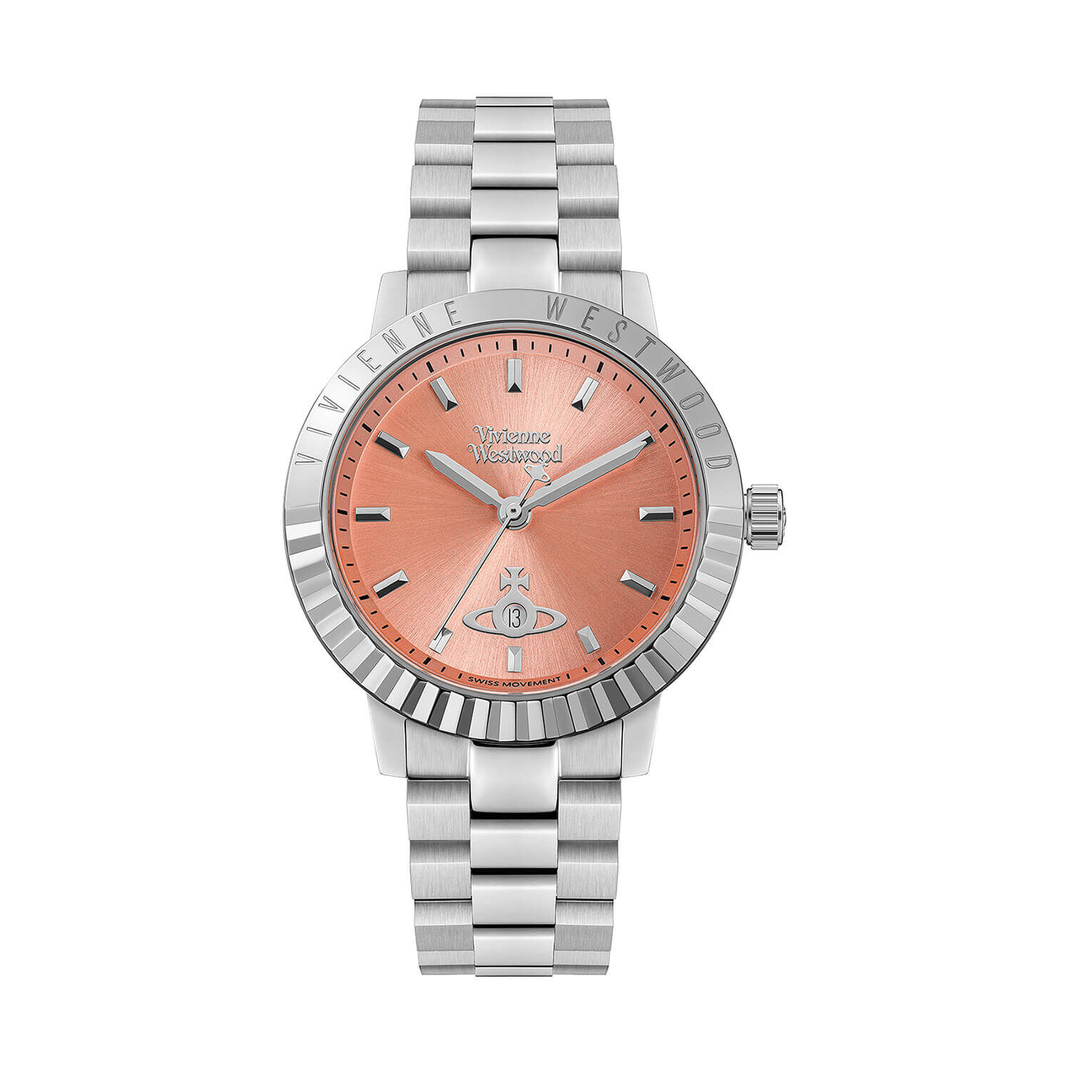 VW Dulwich 34mm Coral Pink Dial Steel Bracelet Watch