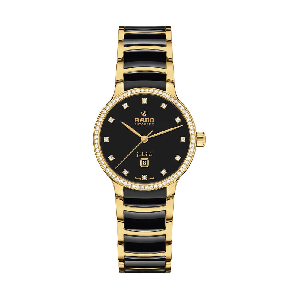 Rado Centrix 30.5mm Black Dial Yellow Gold PVD Steel & Ceramic Bracelet Watch image number 0