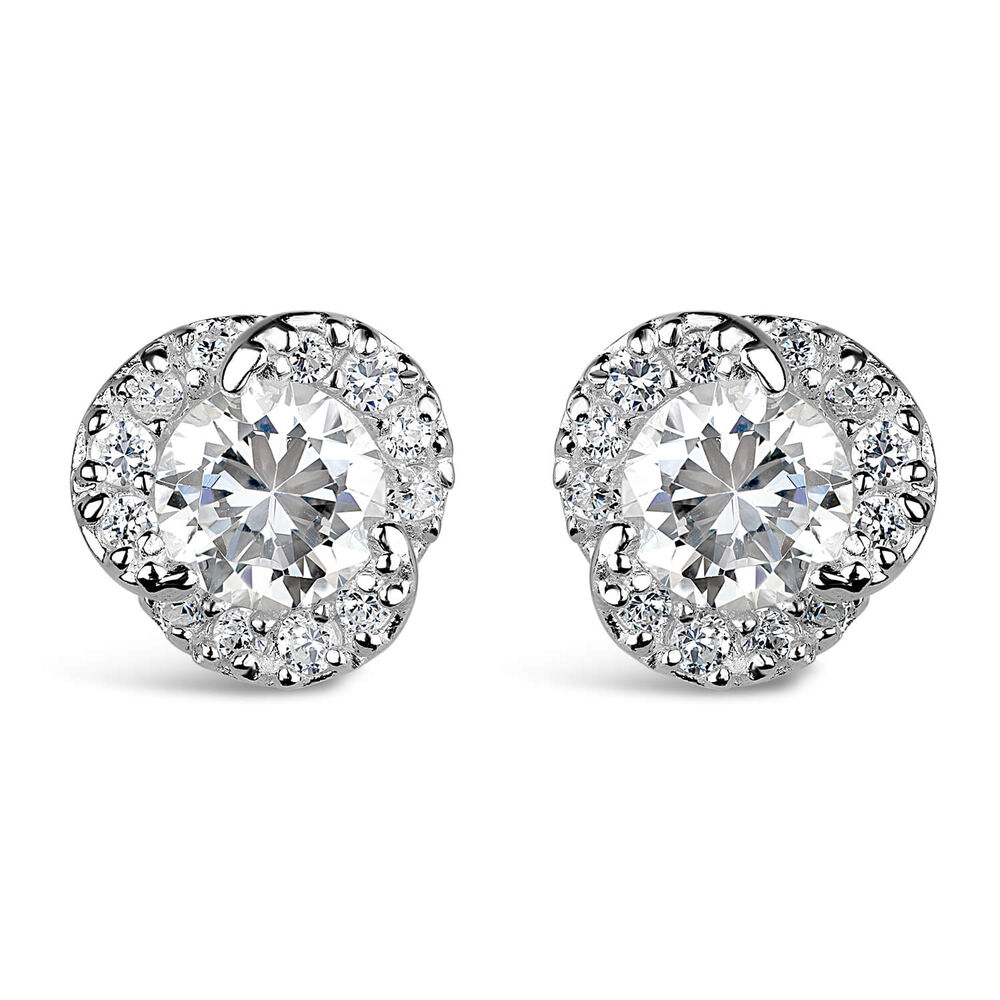 Sterling Silver Cubic Zirconia Pavé Knot Stud Earrings image number 0