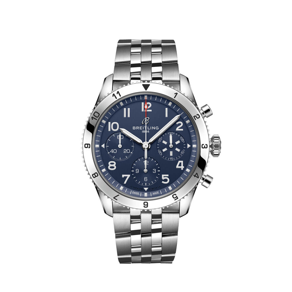 Breitling Classic AVI Vought F4U Corsair 42mm Blue Chronograph Dial Steel Case & Bracelet Watch image number 0