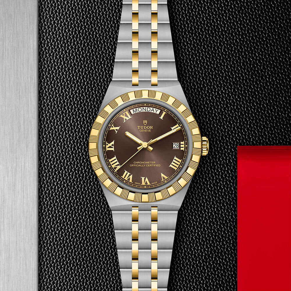 TUDOR Royal 40mm Brown Dial Stainless Steel & Yellow Gold Bracelet Watch
