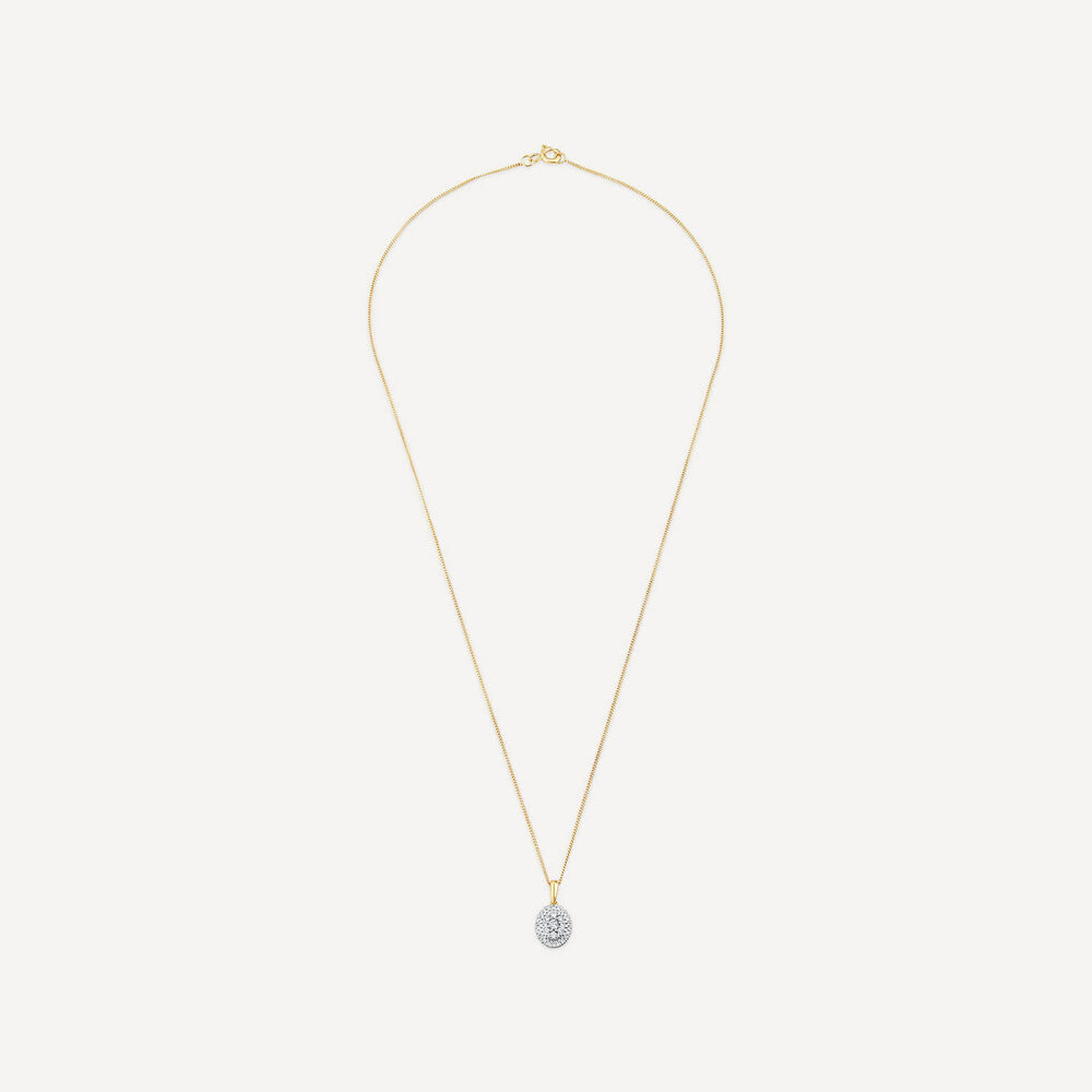 9ct Yellow Gold 0.25ct Diamond Cluster Oval Pendant image number 2