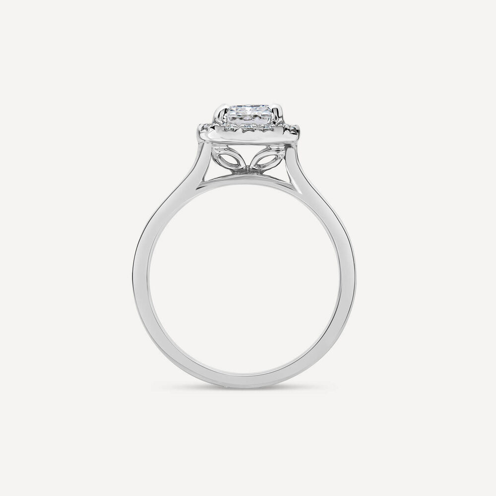 Born Platinum 1.72ct Lab Grown Emerald Cut Halo Diamond Ring image number 1