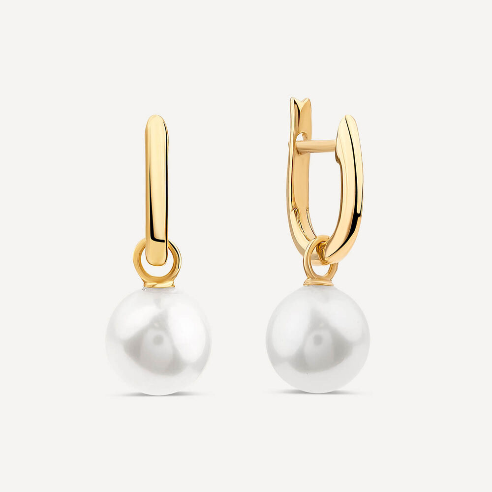 9ct Yellow Gold Freshwater Pearl Drop Earrings image number 1