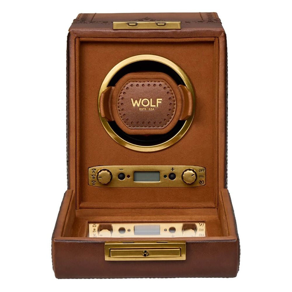 WOLF Brogue Burnished Brown Single Watch Winder