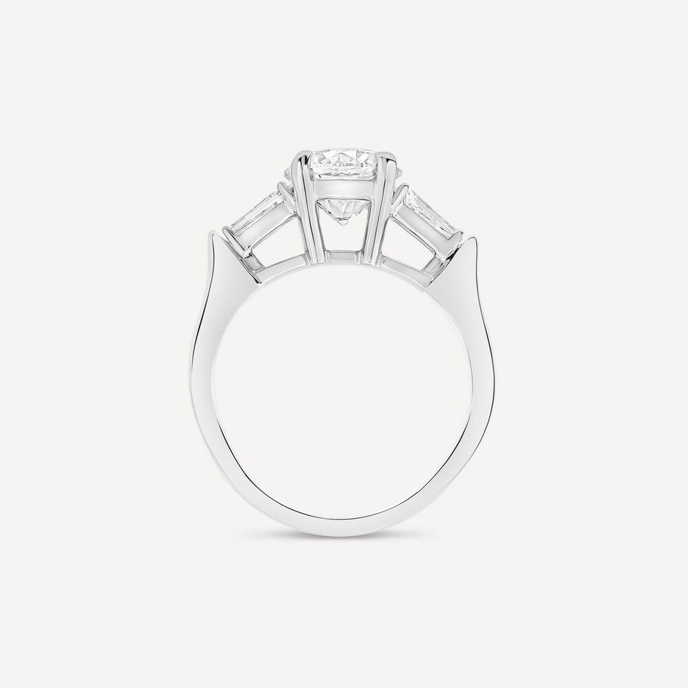 Born Platinum 1.98ct Lab Grown Round Solitaire & Baguette Diamond Sides Ring image number 2