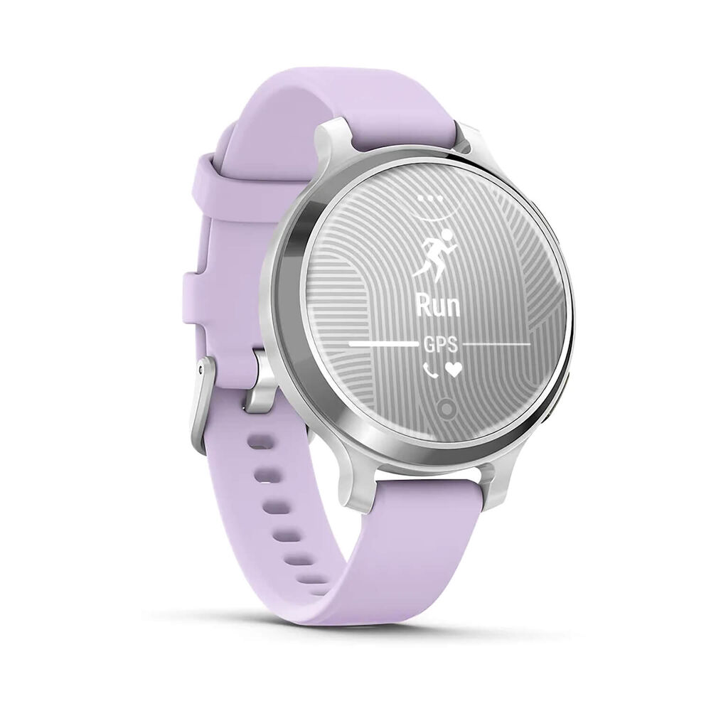 Garmin Lily® 2 Active Silver Bezel Purple Jasmine Silicone Strap Watch image number 2