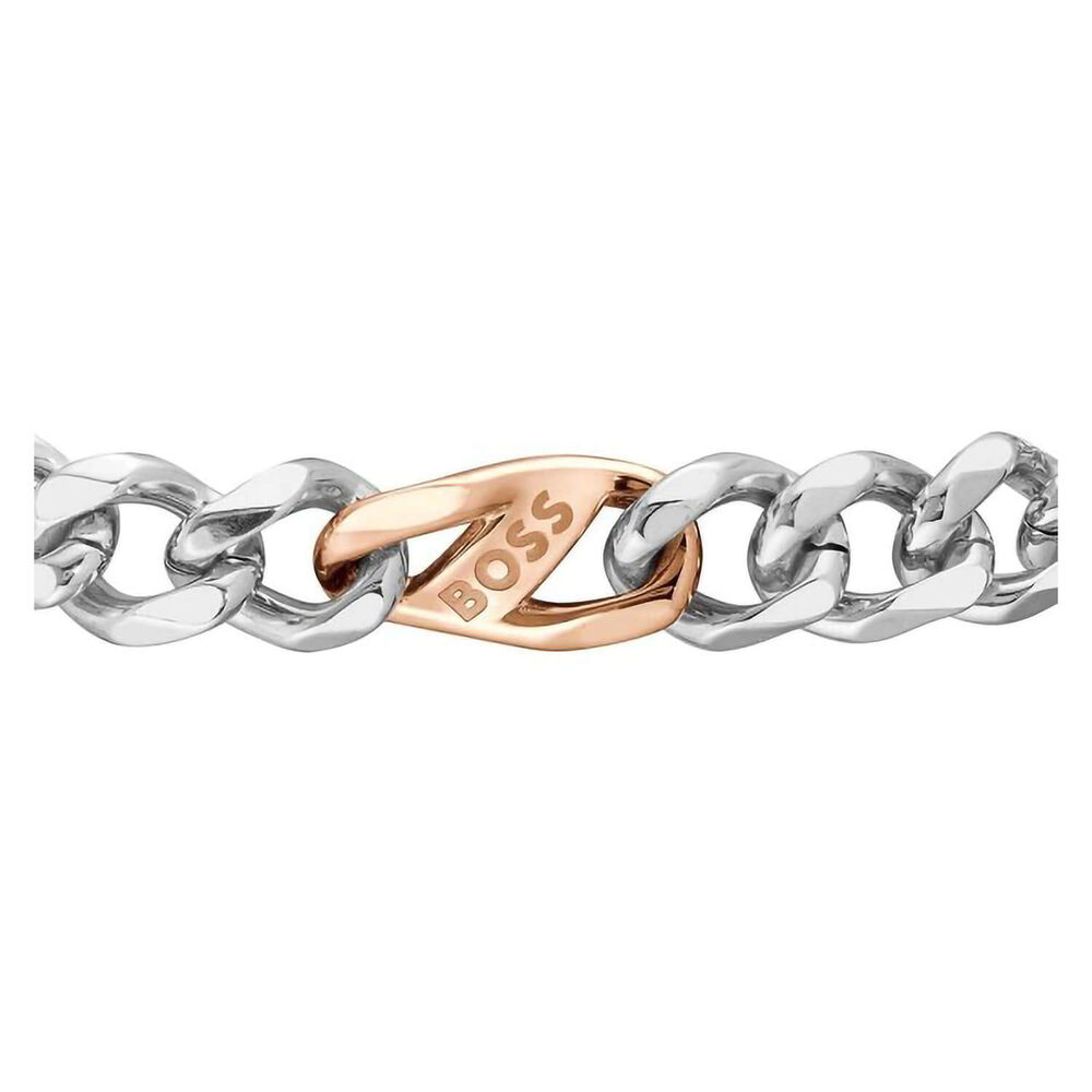 BOSS Rian Two Tone Branded Link Bracelet