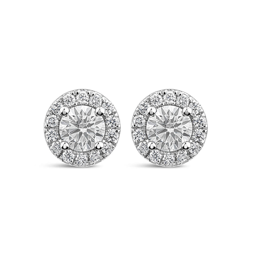 Born 9ct White Gold Lab Grown 1.06ct Diamond Halo Stud Earrings image number 0