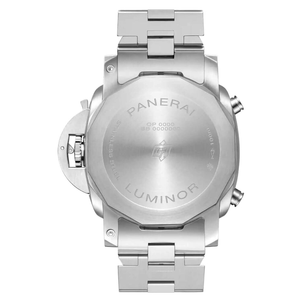 Panerai Luminor 44mm Chrono Blue Dial Silver Bracelet Watch