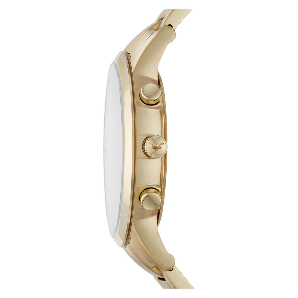 Emporio Armani Chronograph 43mm Quartz Beige Dial Yellow Gold PVD Case Bracelet Watch image number 2
