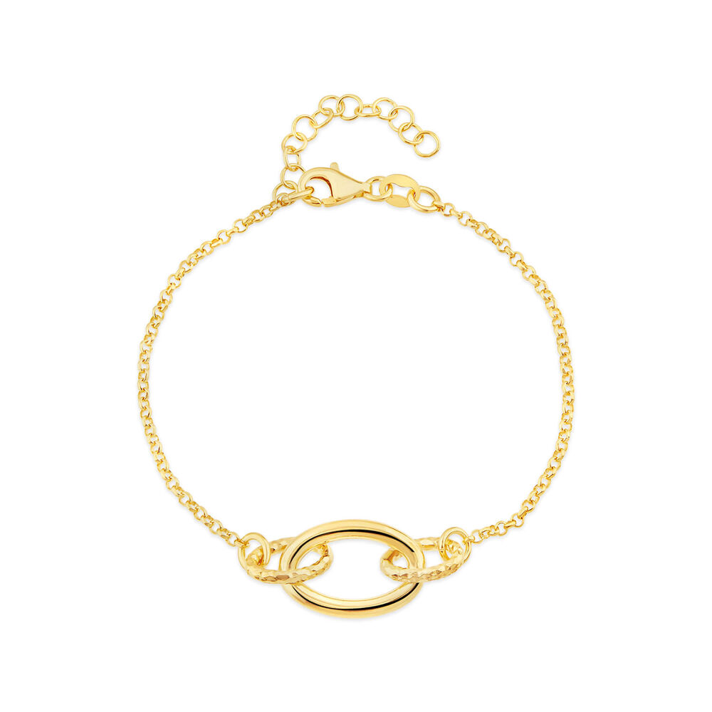 Yellow Gold Plated Sterling Silver Diamond Cut & Polished Link Bracelet