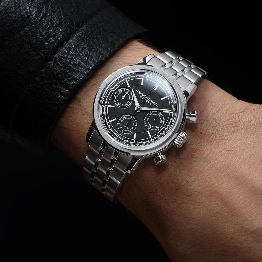 Raymond Weil Millesime Automatic Chronograph 39.5mm Black Dial Steel Bracelet Watch image number 3