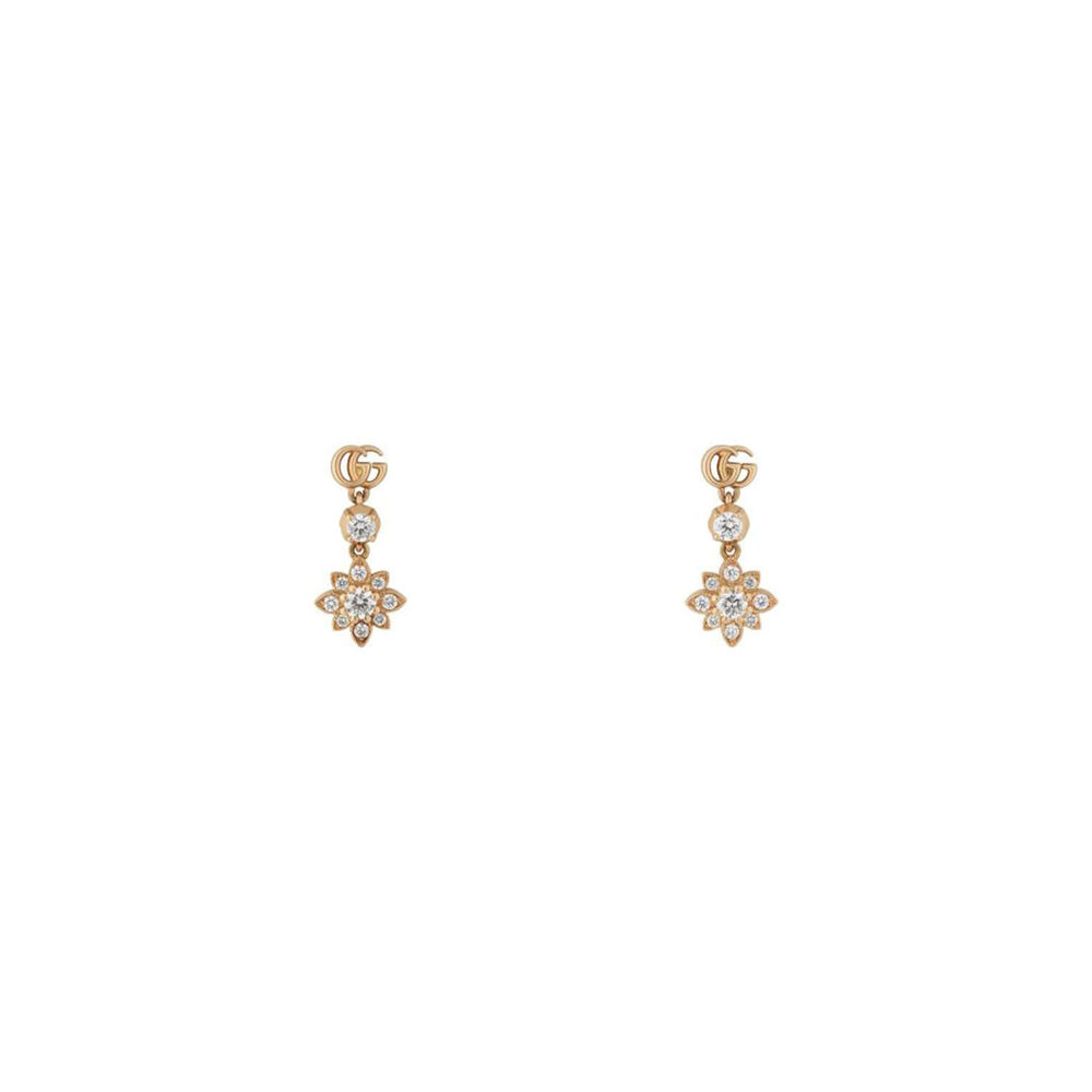 Gucci Flora 18ct Rose Gold Diamond Drop Earrings image number 2