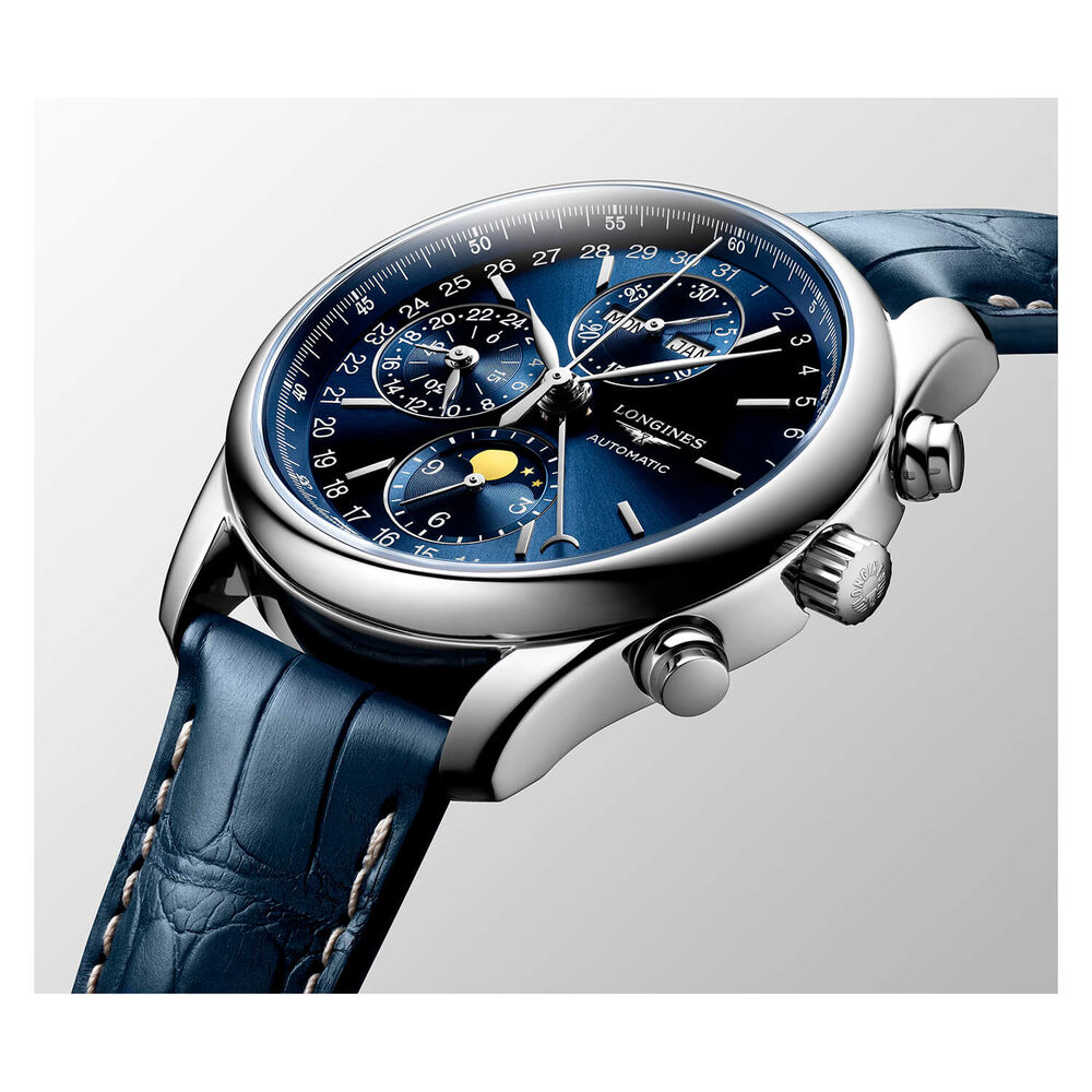 Longines Master Collection Collection Chronograph Blue & Blue Leather Mens Watch image number 3