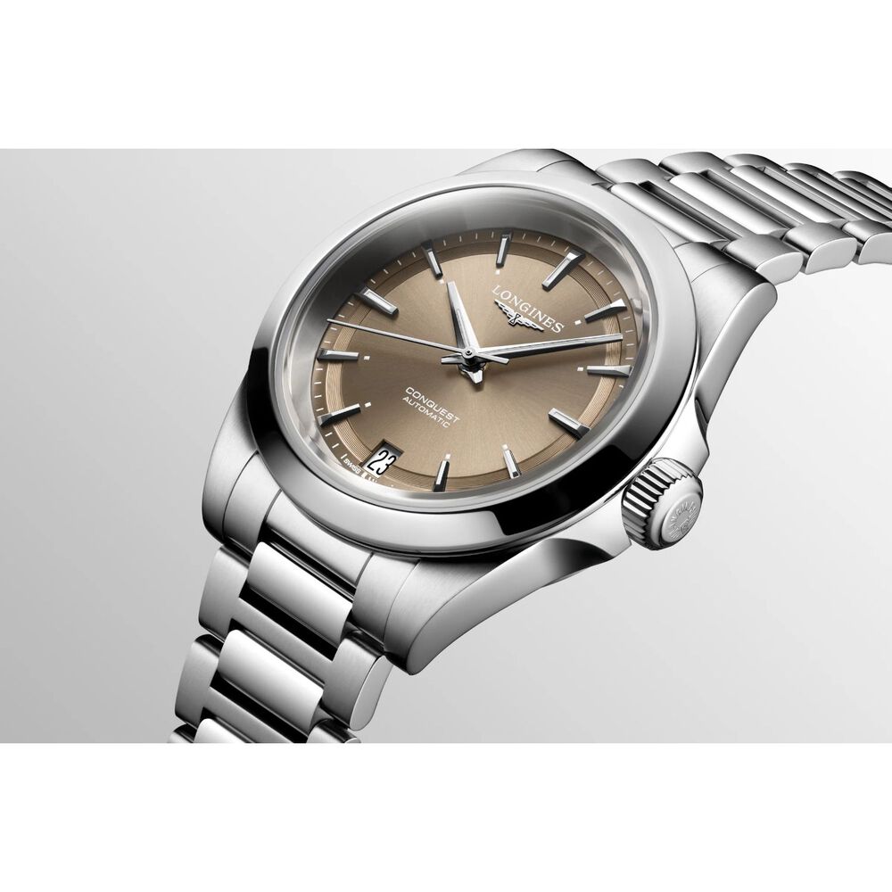 Longines Conquest 2023 34mm Sunray Brown Steel Case & Bracelet Ladies' Watch image number 1