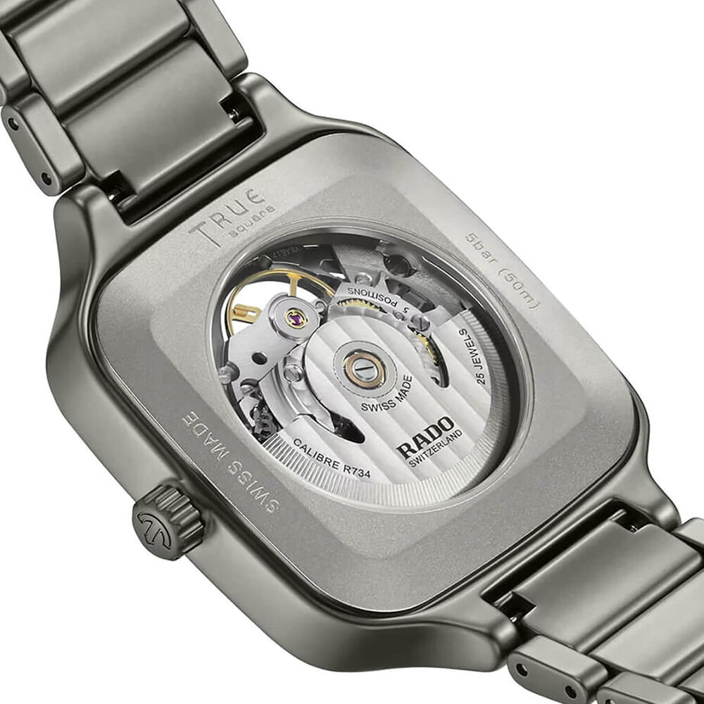 Rado True Square Automatic Skeleton 38mm Dial Plasma Black High-Tech Ceramic Bracelet Watch image number 3