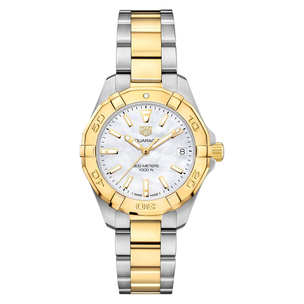 TAG Heuer Aquaracer 32mm Mother of Pearl Dial Steel & Yellow Gold Plated Case Watch