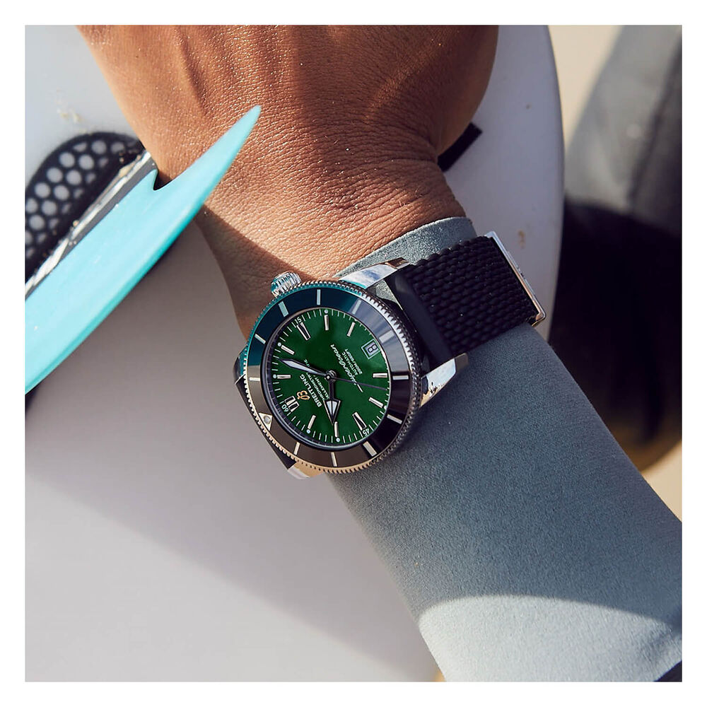 Breitling Superocean Heritage 42mm Green Dial Rubber Strap Watch image number 4