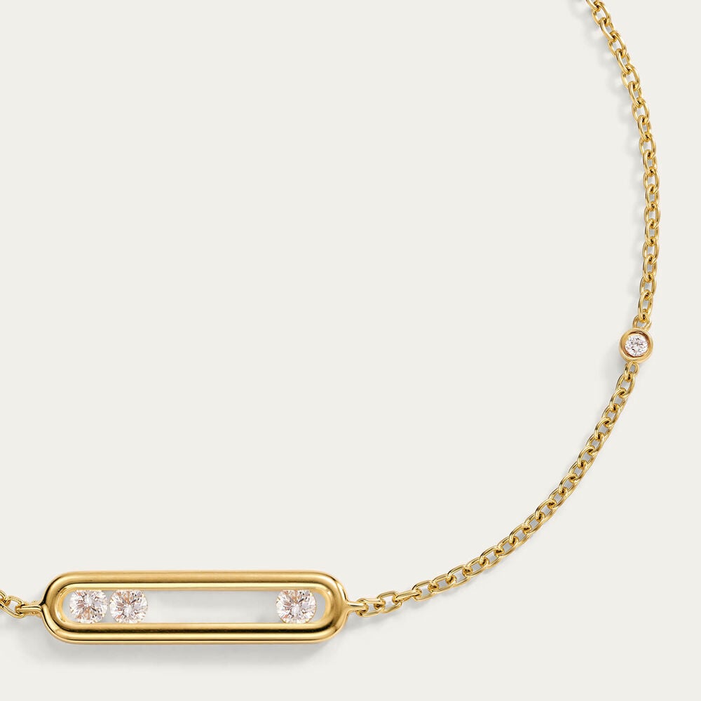 Yellow Gold Plated Sterling Silver 0.20ct Lab Grown Diamond Floating Bar Bracelet