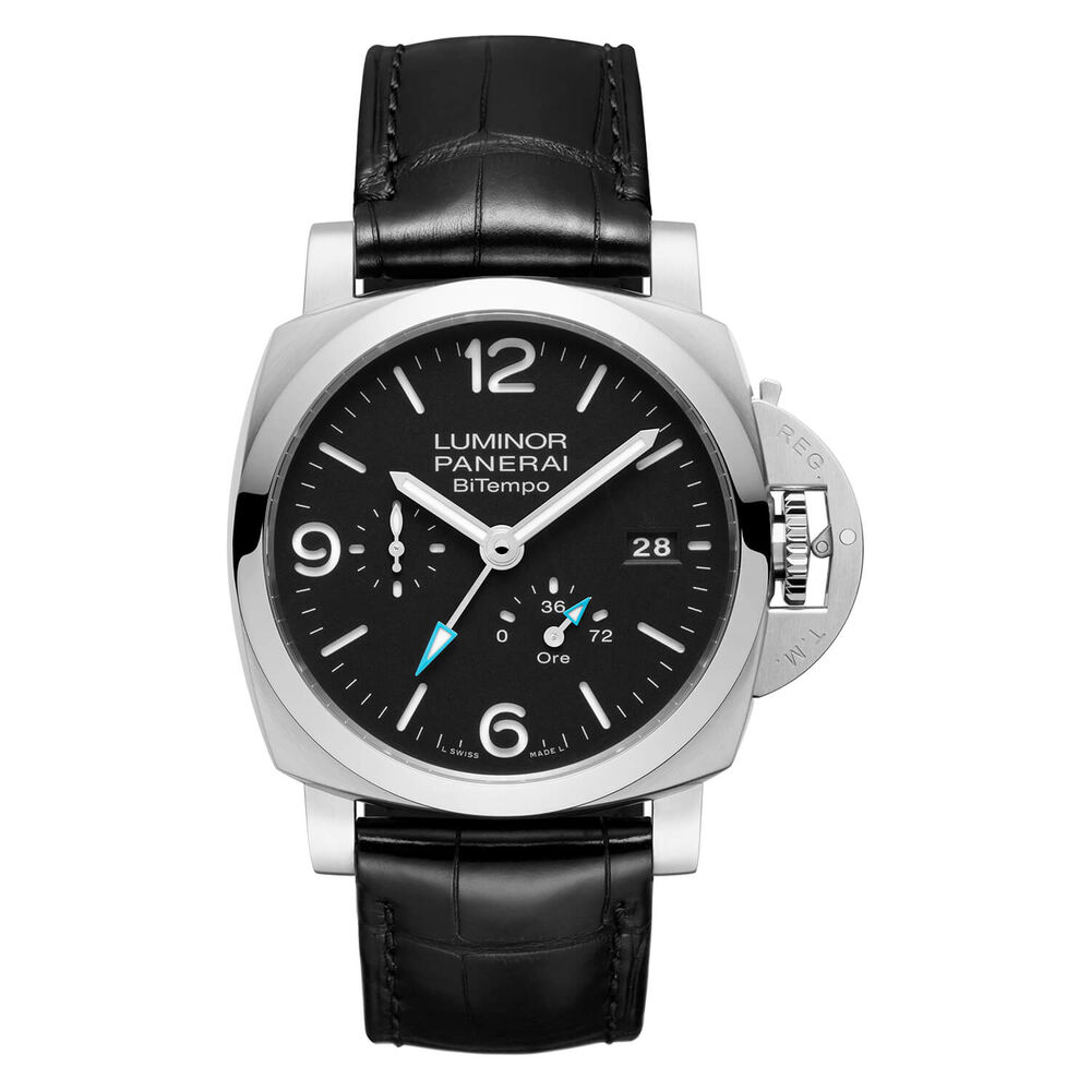 Panerai Luminor 44mm BiTempo Black Dial Strap Watch