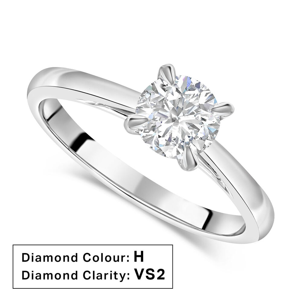 Platinum 0.71ct Round Diamond Four Claw Solitaire Ring