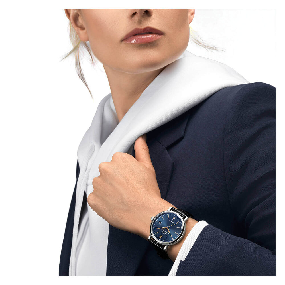 IWC Schaffhausen Portofino Automatic Blue Dial Black Strap Watch image number 7