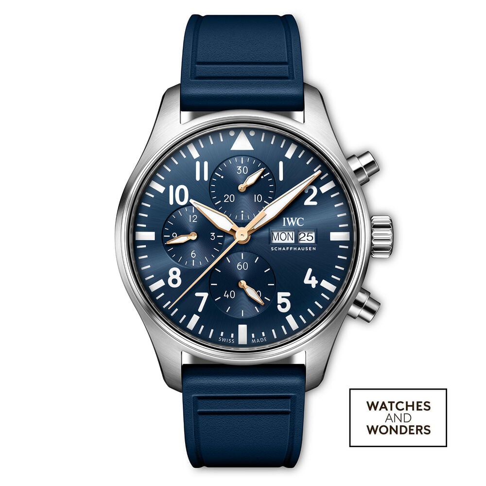 IWC Schaffhausen Pilot's Chronograph Le Petit Prince 43mm Blue Dial & Rubber Strap Watch