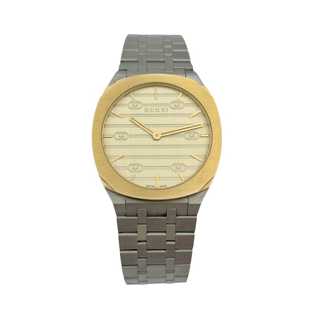 Pre-Owned GUCCI 25H 34mm Quartz Yellow Gold Plated Dial With Steel Case Bracelet Watch image number 0