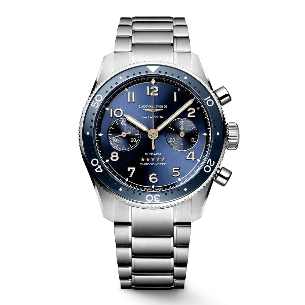 Longines Spirit Flyback 42mm Blue Chronograph Dial Bracelet Watch