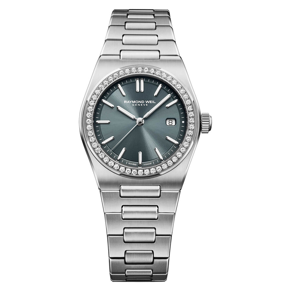 Raymond Weil A.R.T. 30mm Blue Dial Diamond Bezel Steel Bracelet Watch