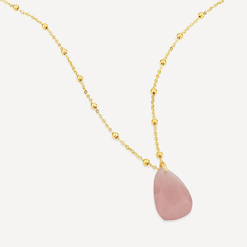 9ct Yellow Gold Peachy Chalcedony Pebble Pendant image number 2