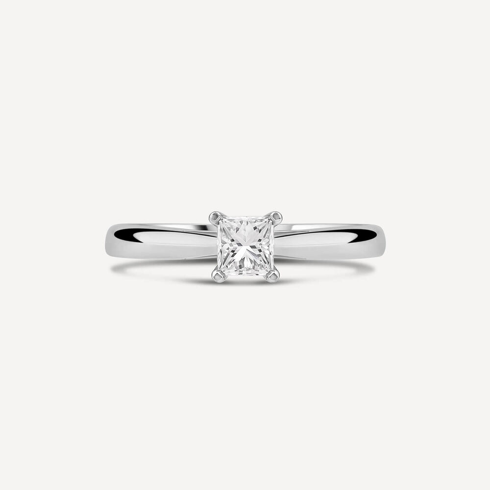 Platinum 0.50ct Princess Diamond Four Claw Solitaire Ring image number 1
