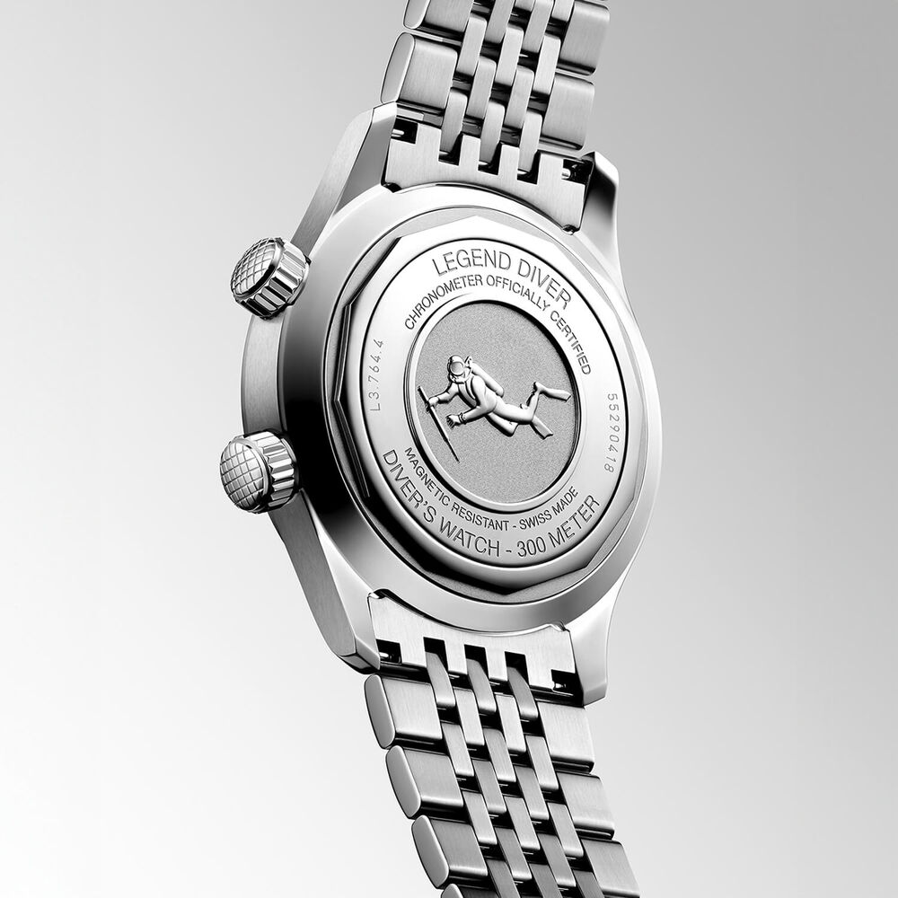 Longines Legend Diver 39mm Green Dial Stainless Steel Case Bracelet Watch image number 4