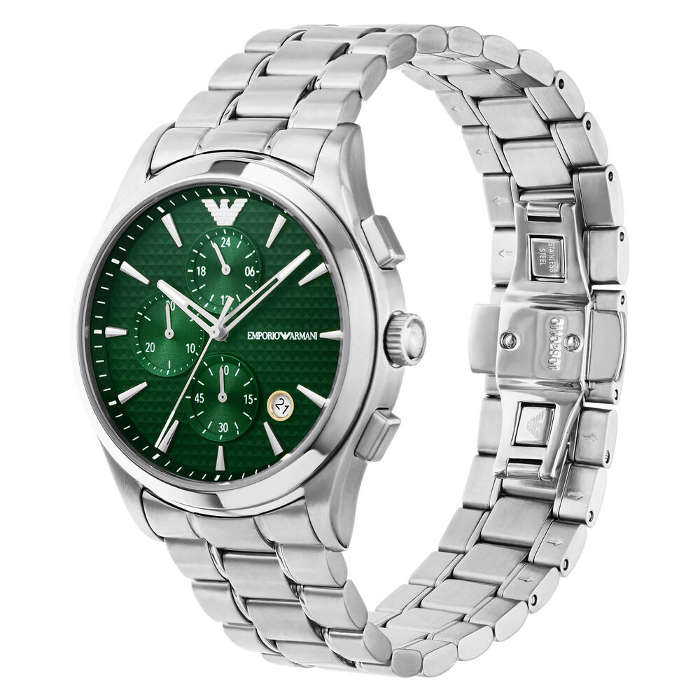 Emporio Armani Paolo 42mm Green Chronograph Dial Bracelet Watch image number 1