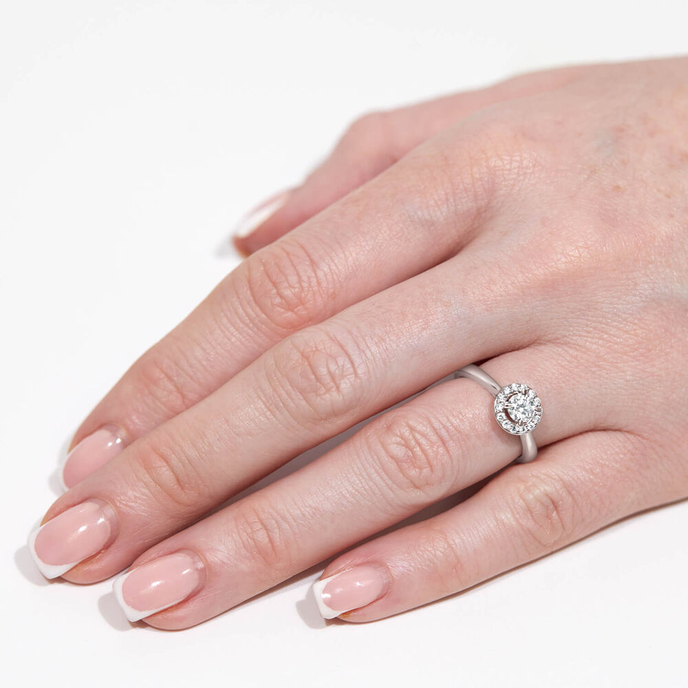 Platinum 0.43ct Round Diamond Halo Ring