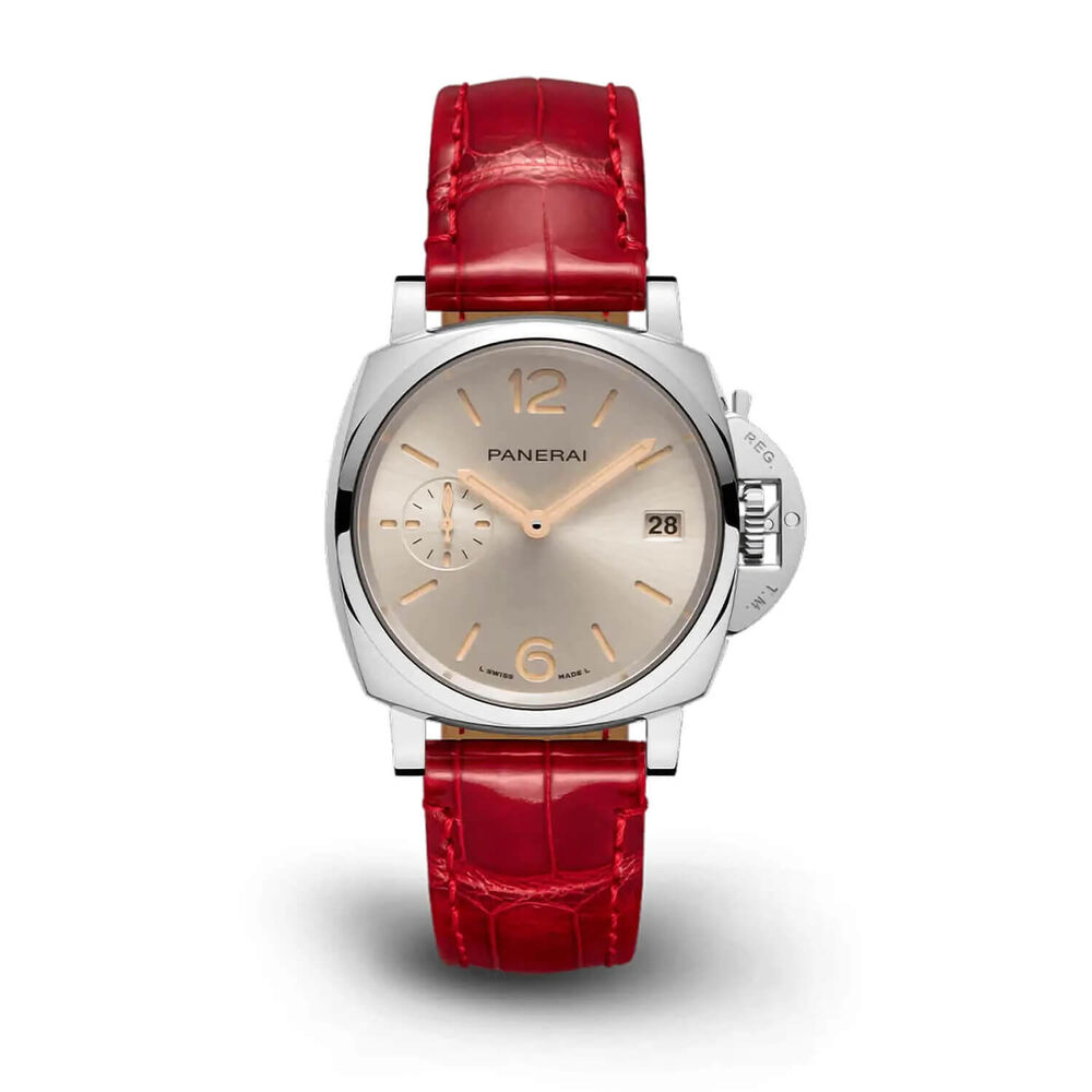 Panerai Luminor Due 38mm Gold - Yellow Dial Red Strap Watch