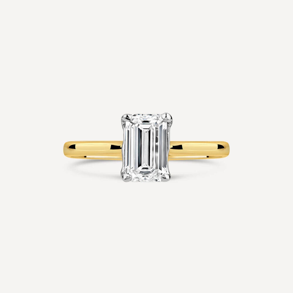 Born 18ct Yellow Gold 1.50ct Lab Grown Emerald Cut Diamond Ring image number 1