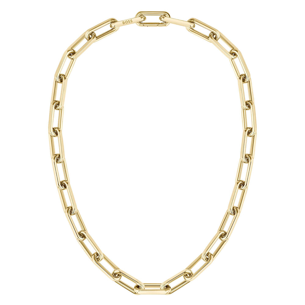 BOSS Halia Yellow Gold Stainless Steel Chain Link Necklace image number 0