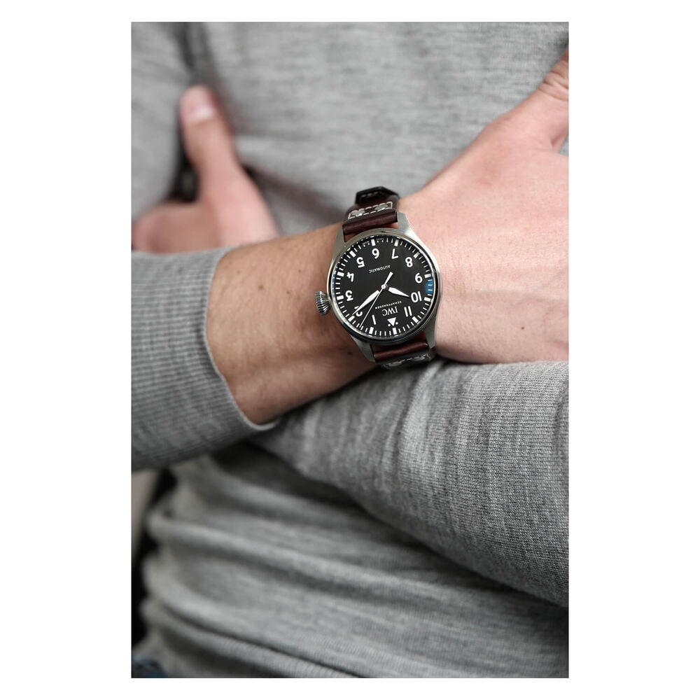 IWC Schaffhausen Big Pilot's Watch 43 Black Dial Brown Strap Watch image number 6