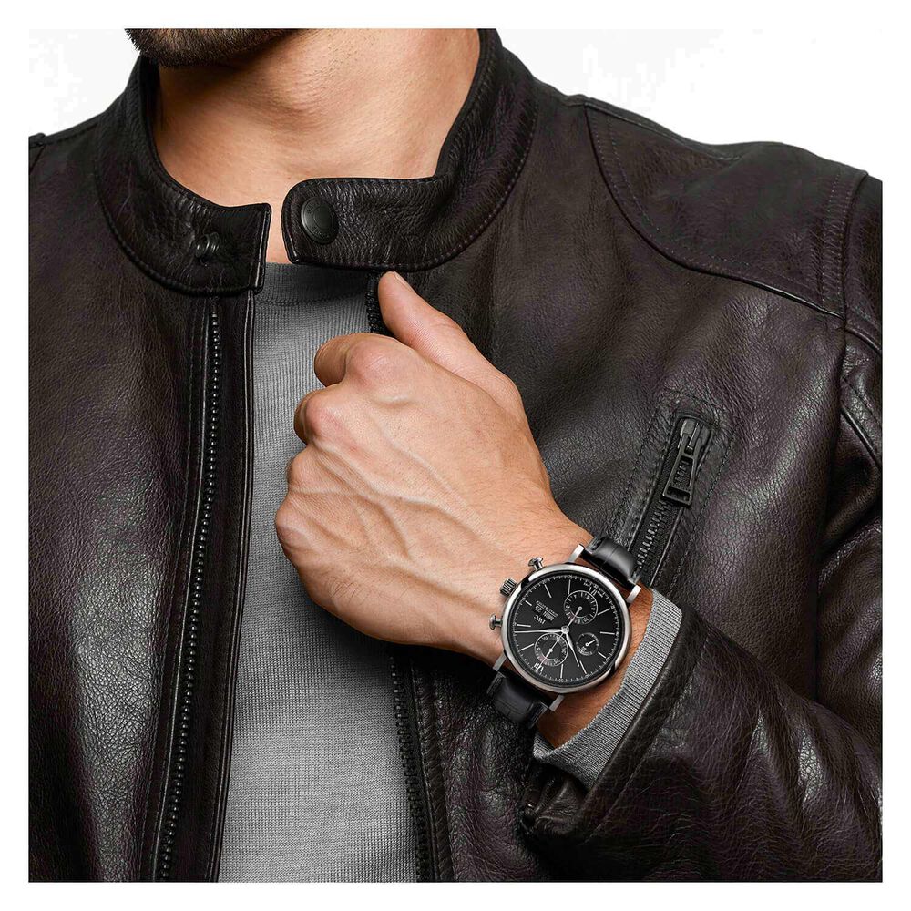 IWC Schaffhausen Portofino Chronograph Black Dial Strap Watch image number 6
