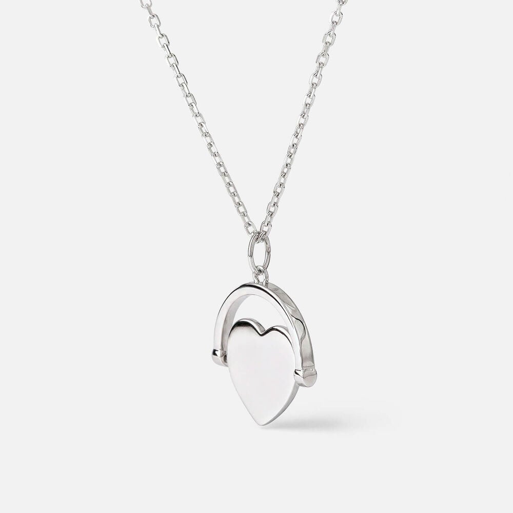 Sterling Silver Polished Heart Spinner Necklet