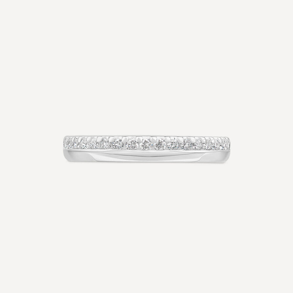 Platinum 3mm 0.20ct Round Offset Diamond Wedding Ring image number 1