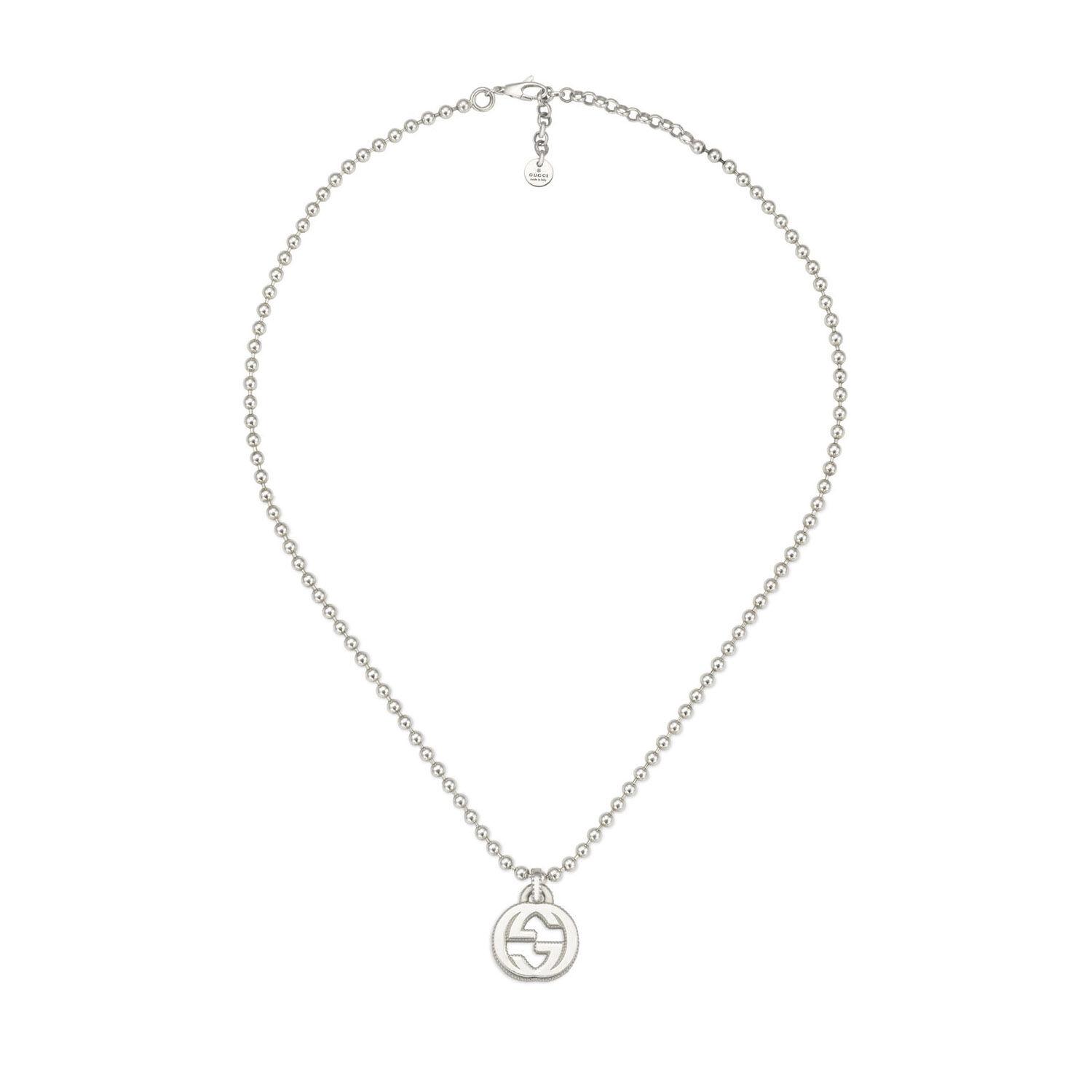 Gucci Interlocking G Silver Large Boule Chain GG Pendant