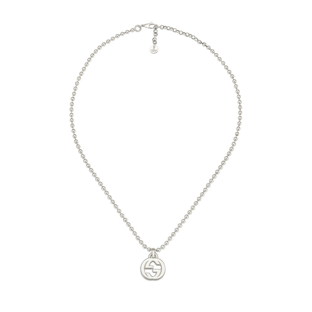 Gucci Interlocking Sterling Silver Large Boule Chain and GG Pendant