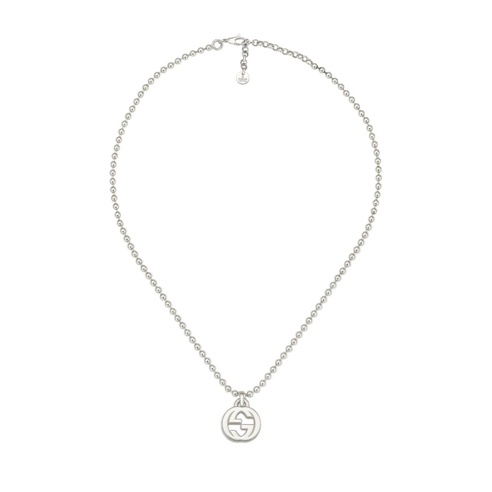 Gucci Interlocking G Sterling Silver Large Boule Chain and GG Pendant
