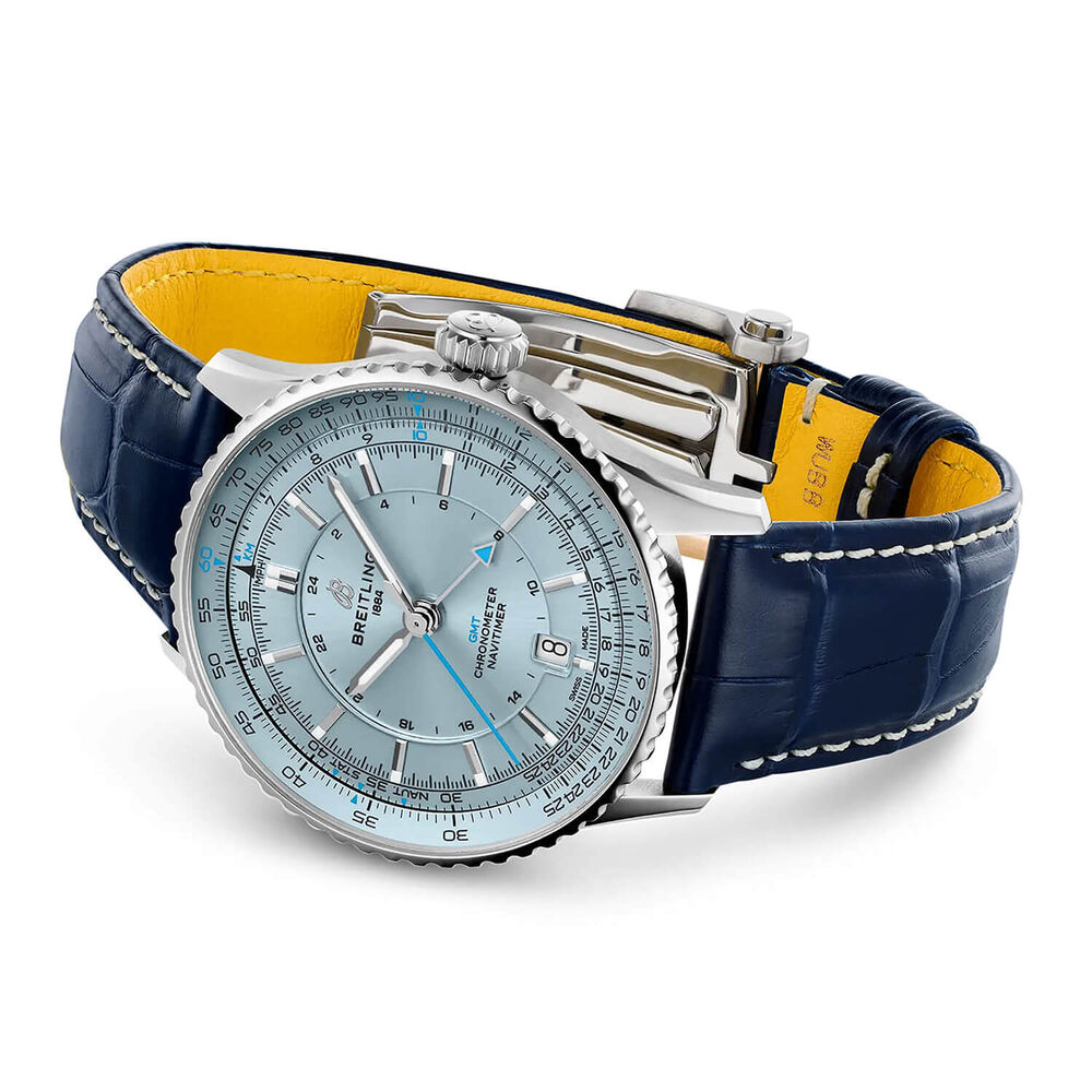 Breitling Navitimer Automatic GMT 41mm Blue Dial Leather Strap Watch image number 2