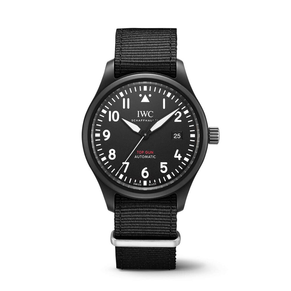 IWC Schaffhausen Pilot's Watch Automatic Top Gun Black Dial Strap Watch image number 0